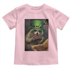 Funny Raccoon St Patrick's Day Toddler T Shirt Raccoon Eating Corned Beef Meme TS14 Light Pink Print Your Wear