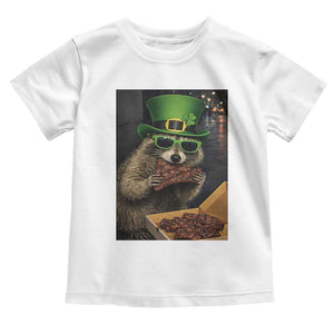 Funny Raccoon St Patrick's Day Toddler T Shirt Raccoon Eating Corned Beef Meme TS14 White Print Your Wear
