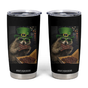 Funny Raccoon St Patrick's Day Tumbler Cup Raccoon Eating Corned Beef Meme TS14 Black Print Your Wear