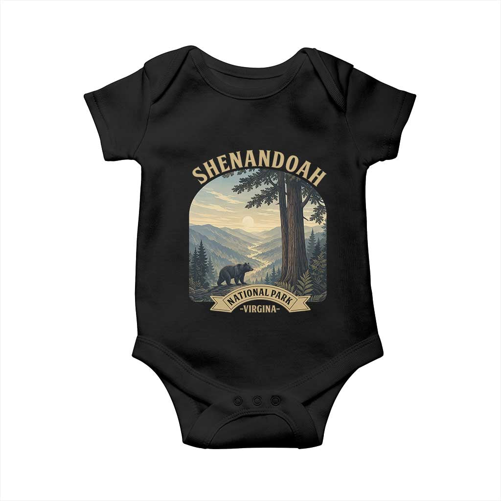 Shenandoah National Park Baby Onesie Vintage Virginia Nature Mountain Bear TS14 Black Print Your Wear