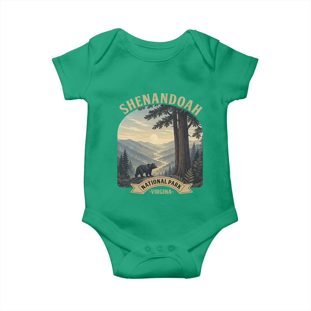 Shenandoah National Park Baby Onesie Vintage Virginia Nature Mountain Bear TS14 Irish Green Print Your Wear
