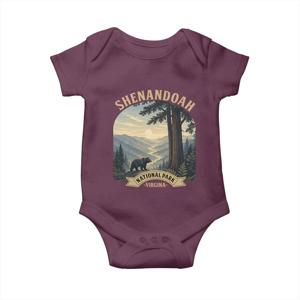 Shenandoah National Park Baby Onesie Vintage Virginia Nature Mountain Bear TS14 Maroon Print Your Wear