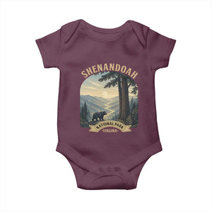 Shenandoah National Park Baby Onesie Vintage Virginia Nature Mountain Bear TS14 Maroon Print Your Wear