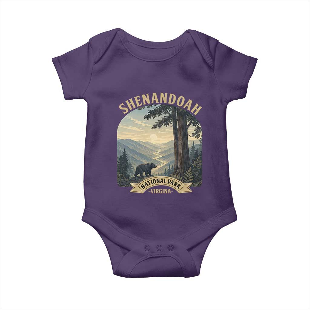 Shenandoah National Park Baby Onesie Vintage Virginia Nature Mountain Bear TS14 Purple Print Your Wear