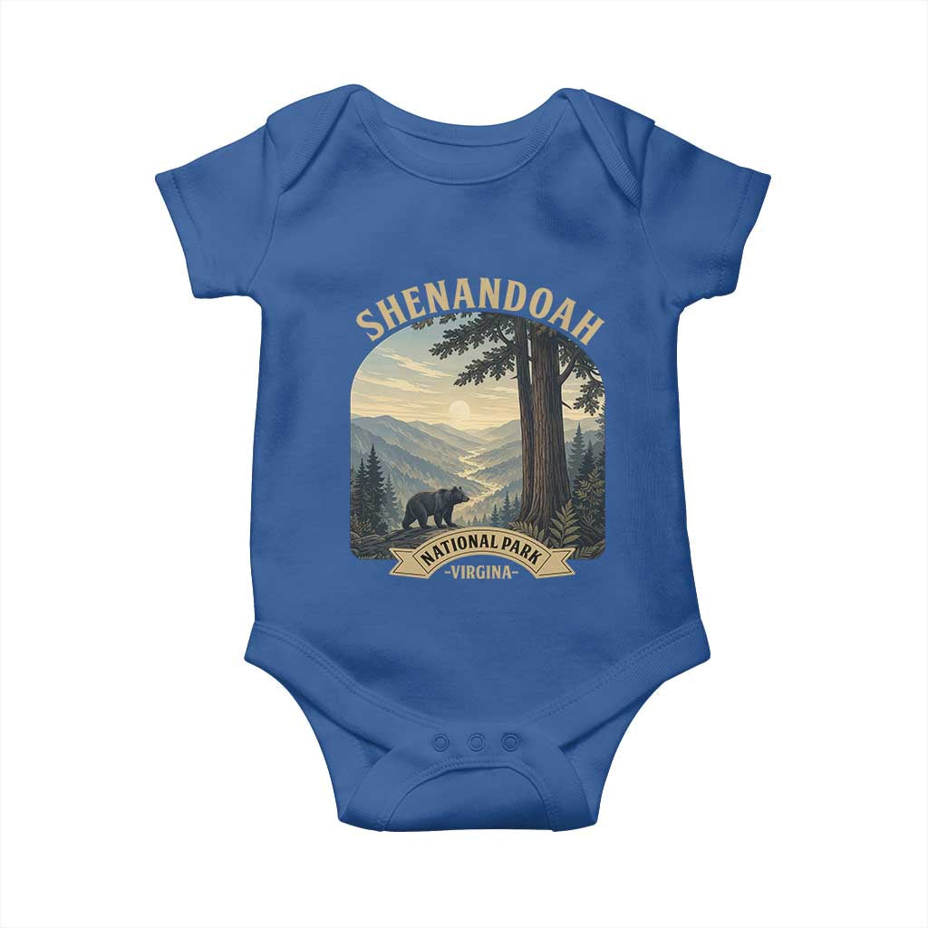 Shenandoah National Park Baby Onesie Vintage Virginia Nature Mountain Bear TS14 Royal Blue Print Your Wear