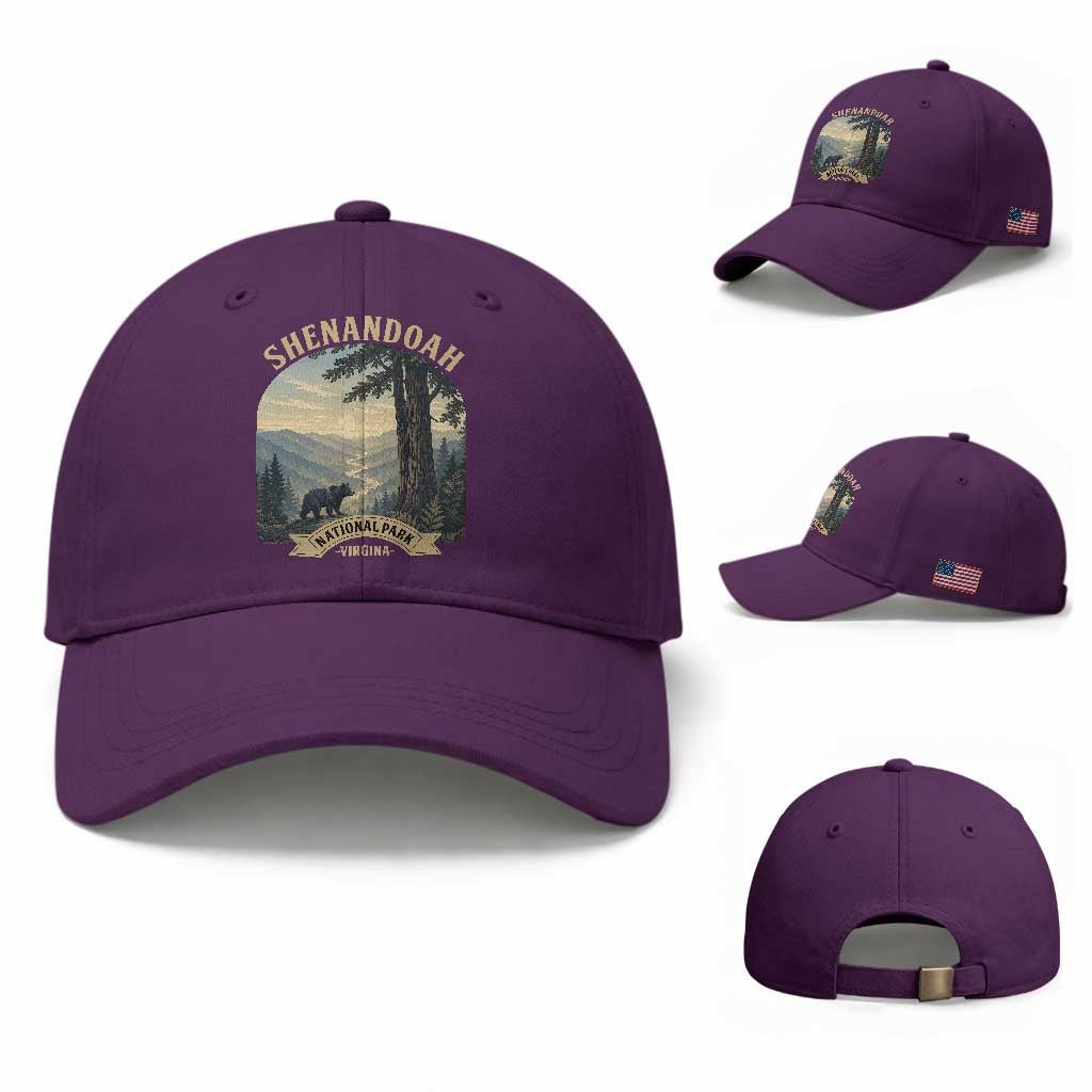 Shenandoah National Park Baseball Cap Vintage Virginia Nature Mountain Bear TS14 Baseball Cap Universal Fit Purple Print Your Wear