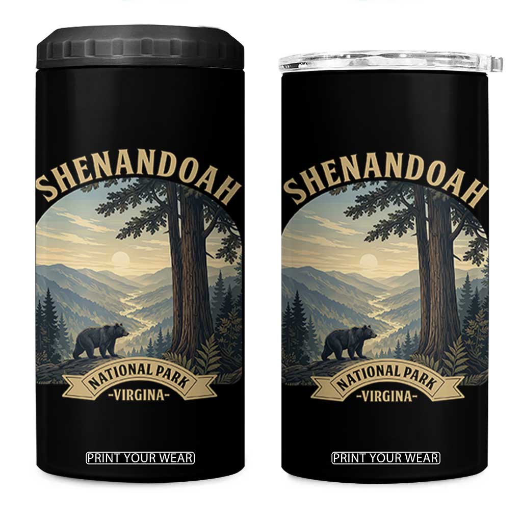 Shenandoah National Park 4 in 1 Can Cooler Tumbler Vintage Virginia Nature Mountain Bear TS14 One Size: 16 oz Black Print Your Wear