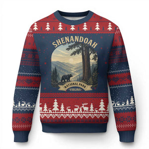 Shenandoah National Park Ugly Christmas Sweater Vintage Virginia Nature Mountain Bear TS14 Navy Red Print Your Wear