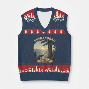 Shenandoah National Park V-Neck Knit Sweater Vest Vintage Virginia Nature Mountain Bear TS14 Navy Red Print Your Wear