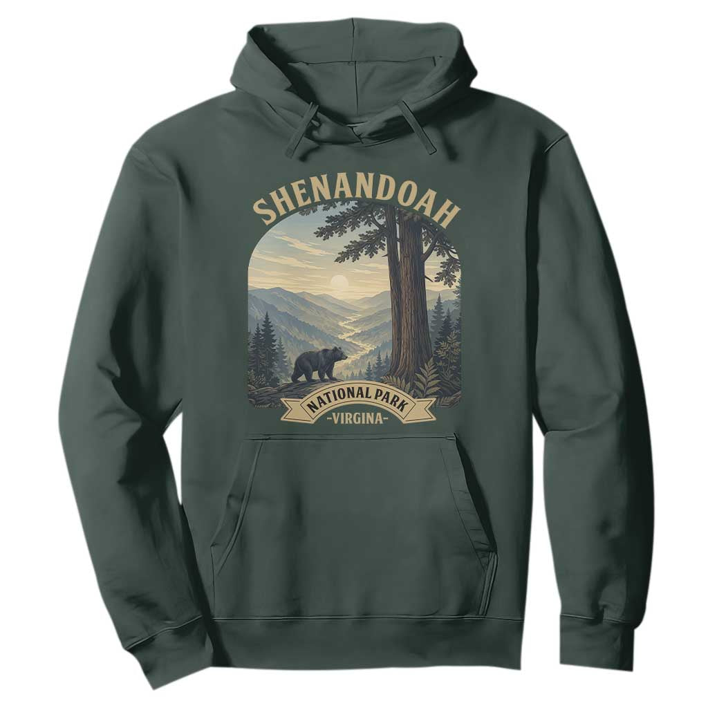 Shenandoah National Park Hoodie Vintage Virginia Nature Mountain Bear TS14 Dark Forest Green Print Your Wear