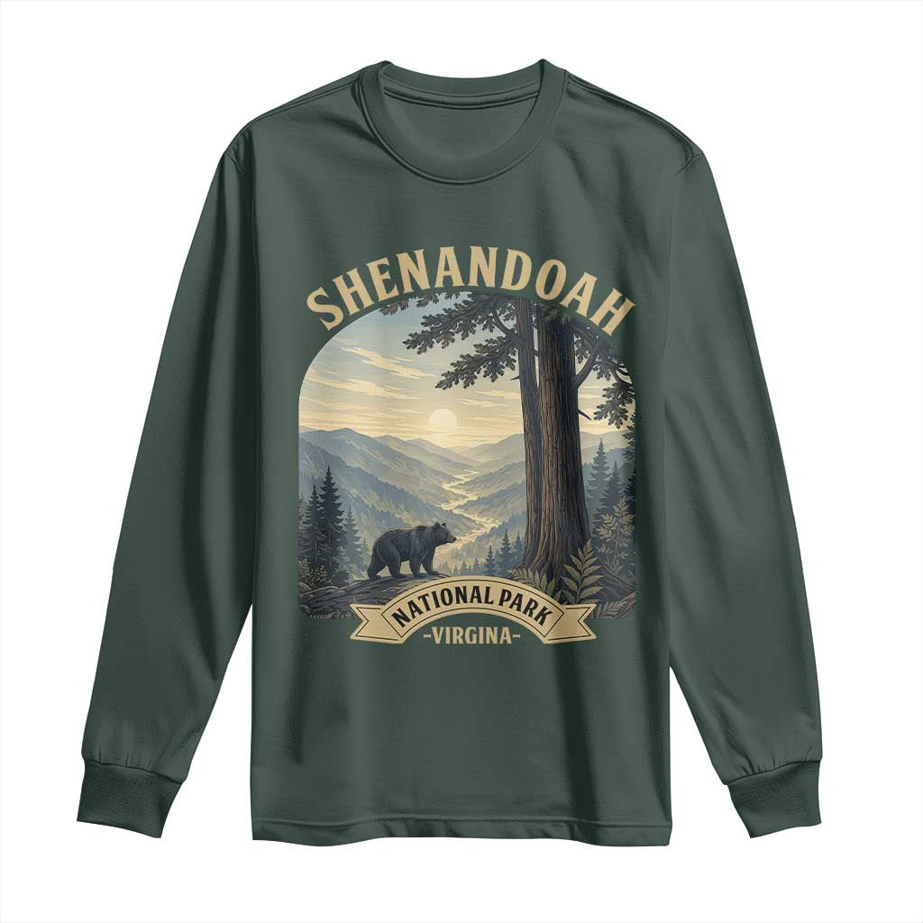 Shenandoah National Park Long Sleeve Shirt Vintage Virginia Nature Mountain Bear TS14 Dark Forest Green Print Your Wear