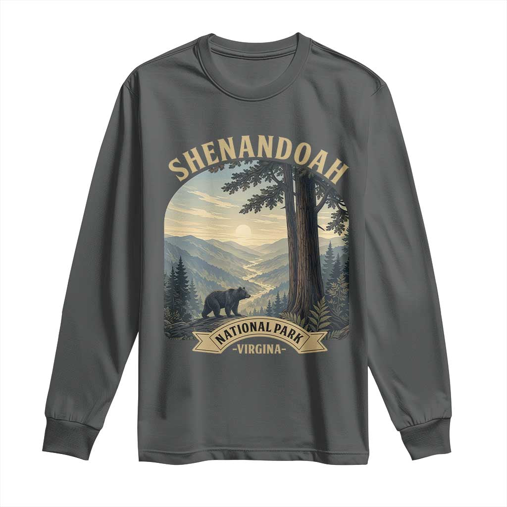 Shenandoah National Park Long Sleeve Shirt Vintage Virginia Nature Mountain Bear TS14 Dark Heather Print Your Wear