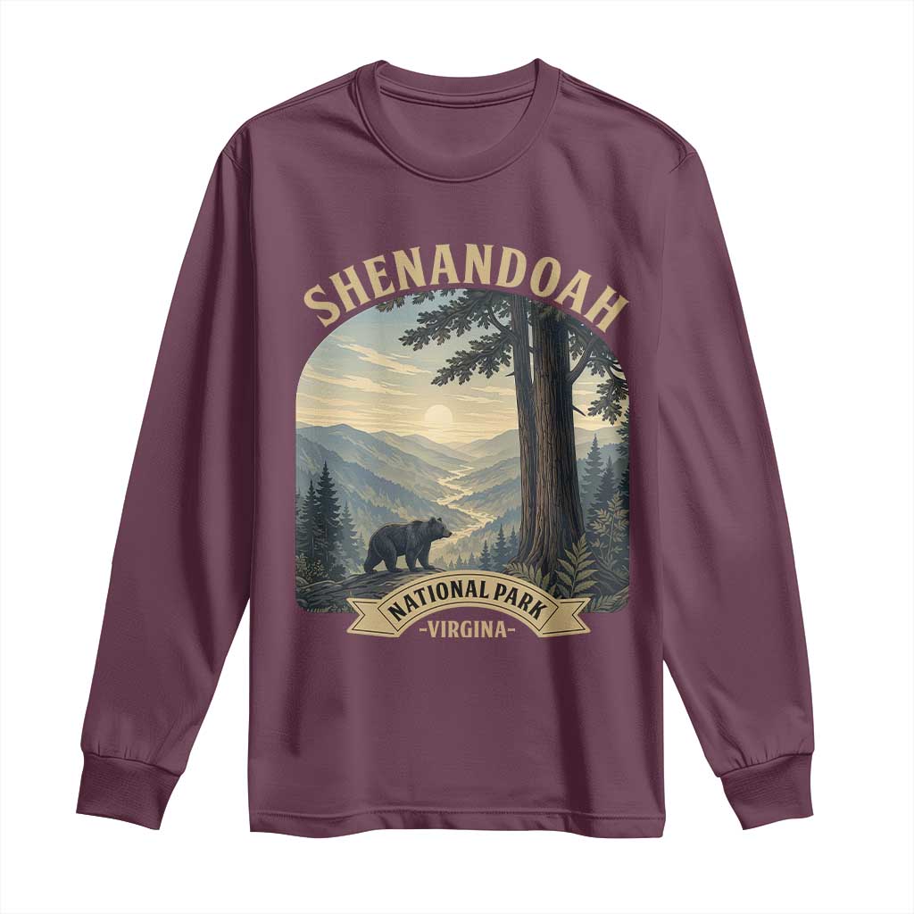 Shenandoah National Park Long Sleeve Shirt Vintage Virginia Nature Mountain Bear TS14 Maroon Print Your Wear