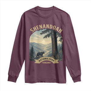 Shenandoah National Park Long Sleeve Shirt Vintage Virginia Nature Mountain Bear TS14 Maroon Print Your Wear