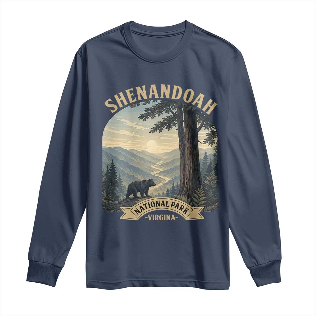 Shenandoah National Park Long Sleeve Shirt Vintage Virginia Nature Mountain Bear TS14 Navy Print Your Wear