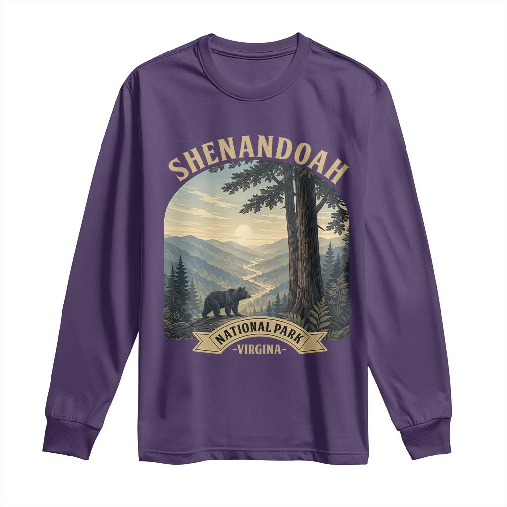Shenandoah National Park Long Sleeve Shirt Vintage Virginia Nature Mountain Bear TS14 Purple Print Your Wear