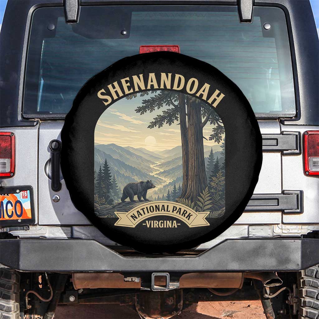 Shenandoah National Park Spare Tire Cover Vintage Virginia Nature Mountain Bear TS14 No hole Black Print Your Wear