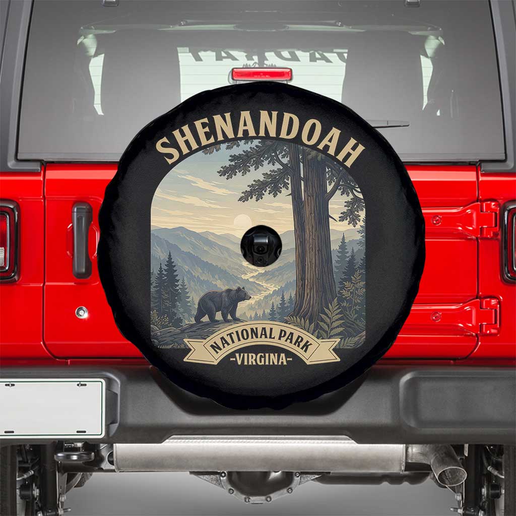 Shenandoah National Park Spare Tire Cover Vintage Virginia Nature Mountain Bear TS14 Black Print Your Wear