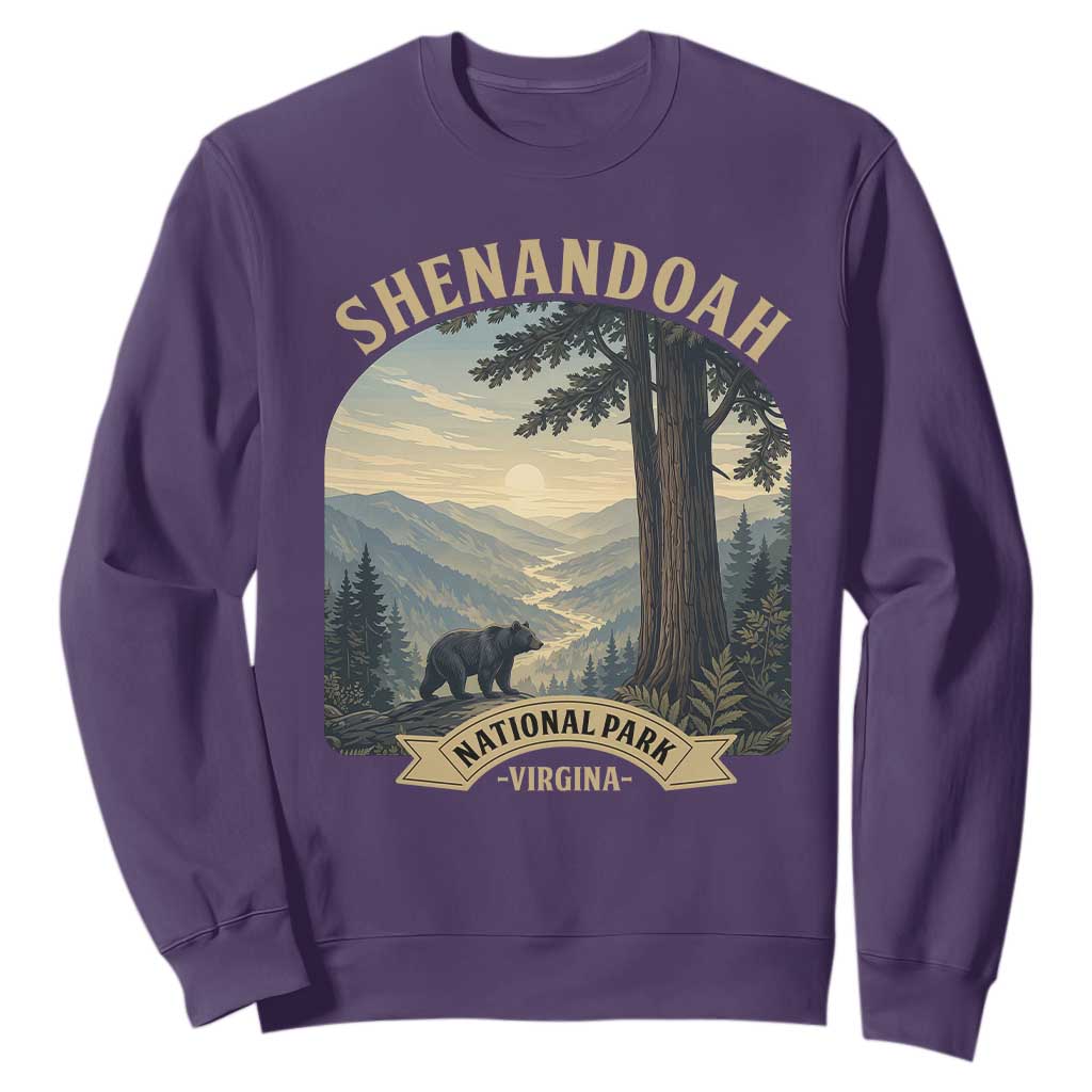 Shenandoah National Park Sweatshirt Vintage Virginia Nature Mountain Bear TS14 Purple Print Your Wear