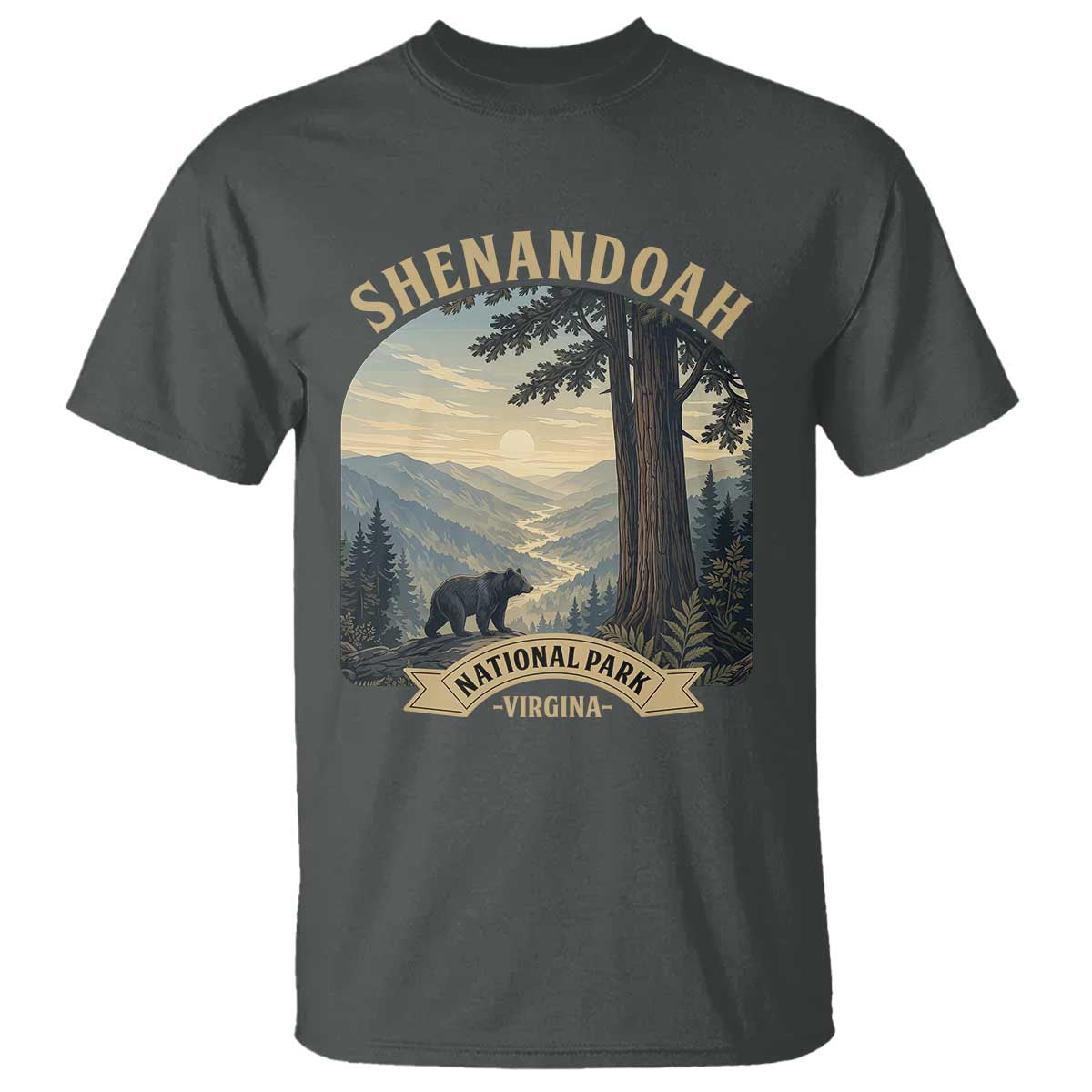 Shenandoah National Park T Shirt Vintage Virginia Nature Mountain Bear TS14 Dark Heather Print Your Wear
