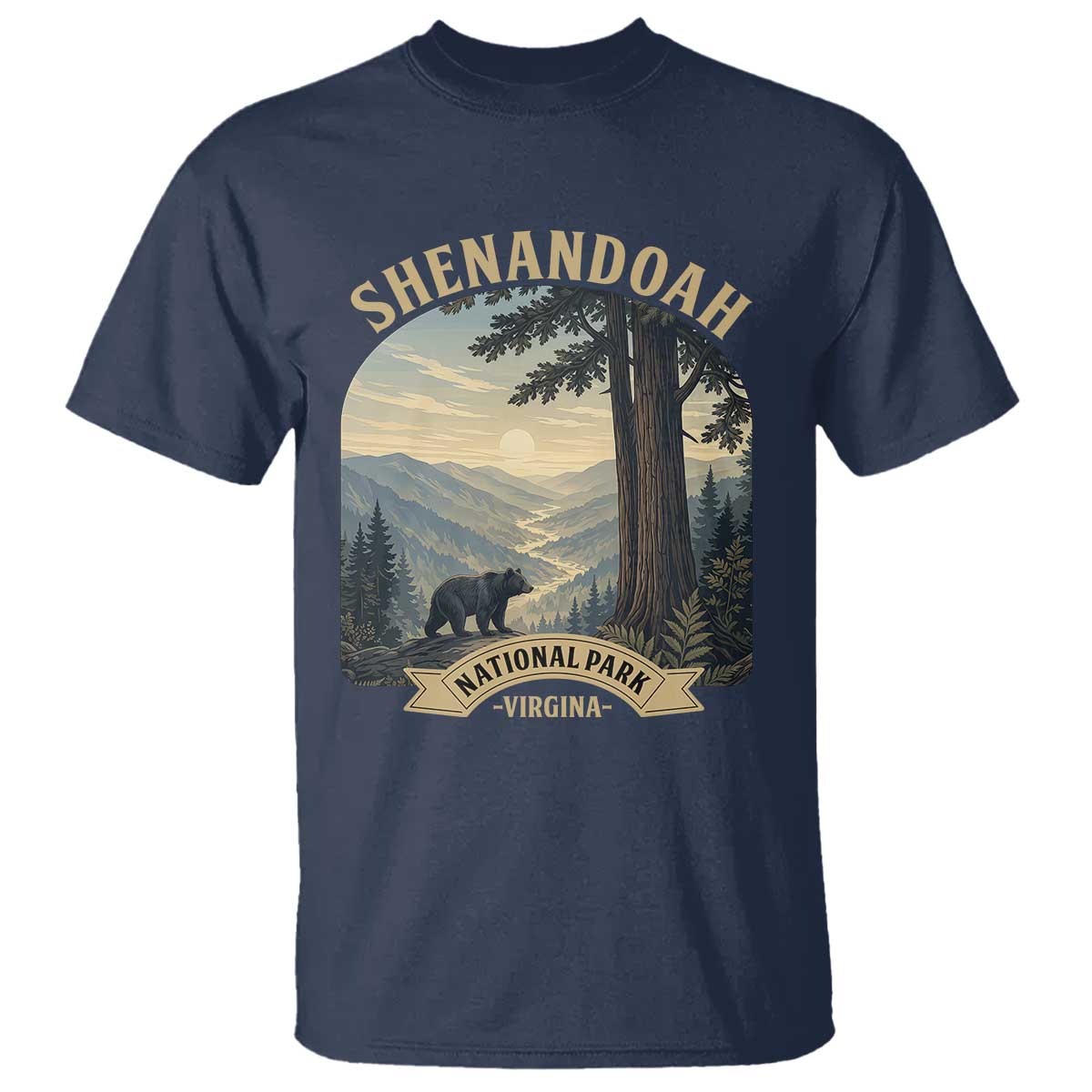 Shenandoah National Park T Shirt Vintage Virginia Nature Mountain Bear TS14 Navy Print Your Wear