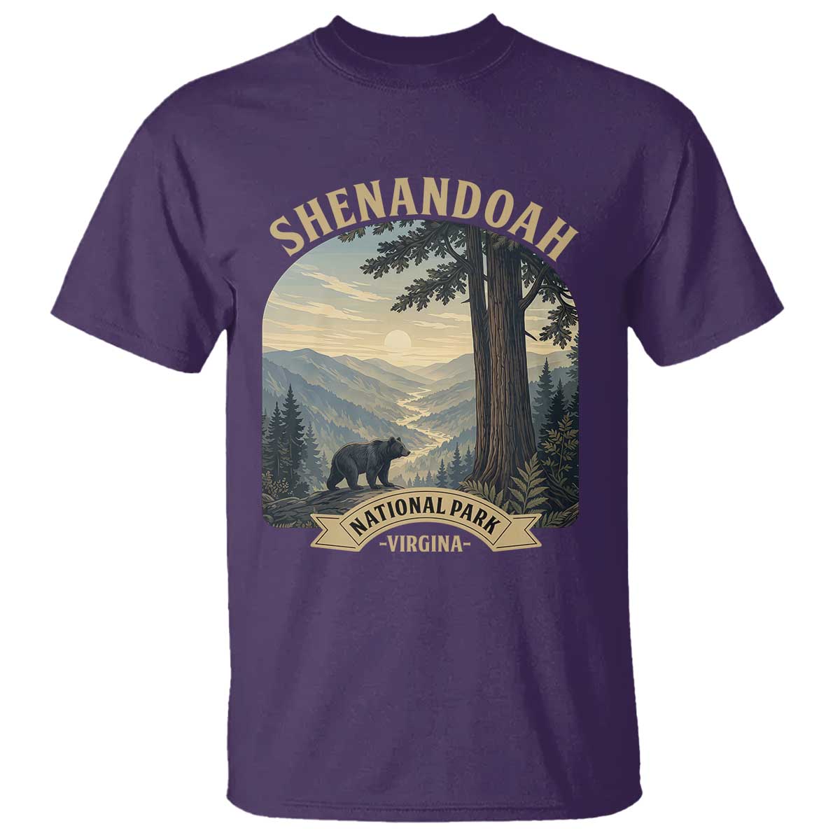 Shenandoah National Park T Shirt Vintage Virginia Nature Mountain Bear TS14 Purple Print Your Wear