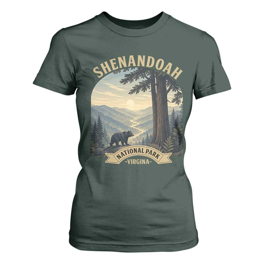 Shenandoah National Park T Shirt For Women Vintage Virginia Nature Mountain Bear TS14 Dark Forest Green Print Your Wear