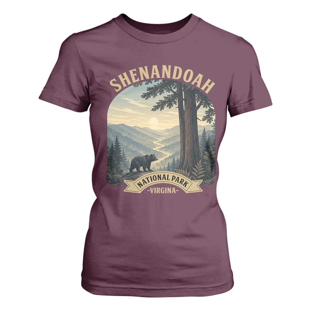 Shenandoah National Park T Shirt For Women Vintage Virginia Nature Mountain Bear TS14 Maroon Print Your Wear
