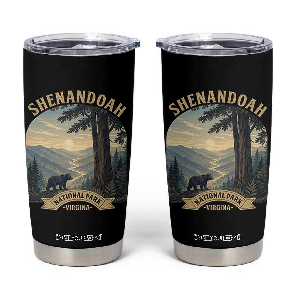 Shenandoah National Park Tumbler Cup Vintage Virginia Nature Mountain Bear TS14 Black Print Your Wear