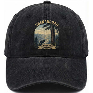 Shenandoah National Park Washed Cotton Baseball Cap Vintage Virginia Nature Mountain Bear TS14 Print Your Wear