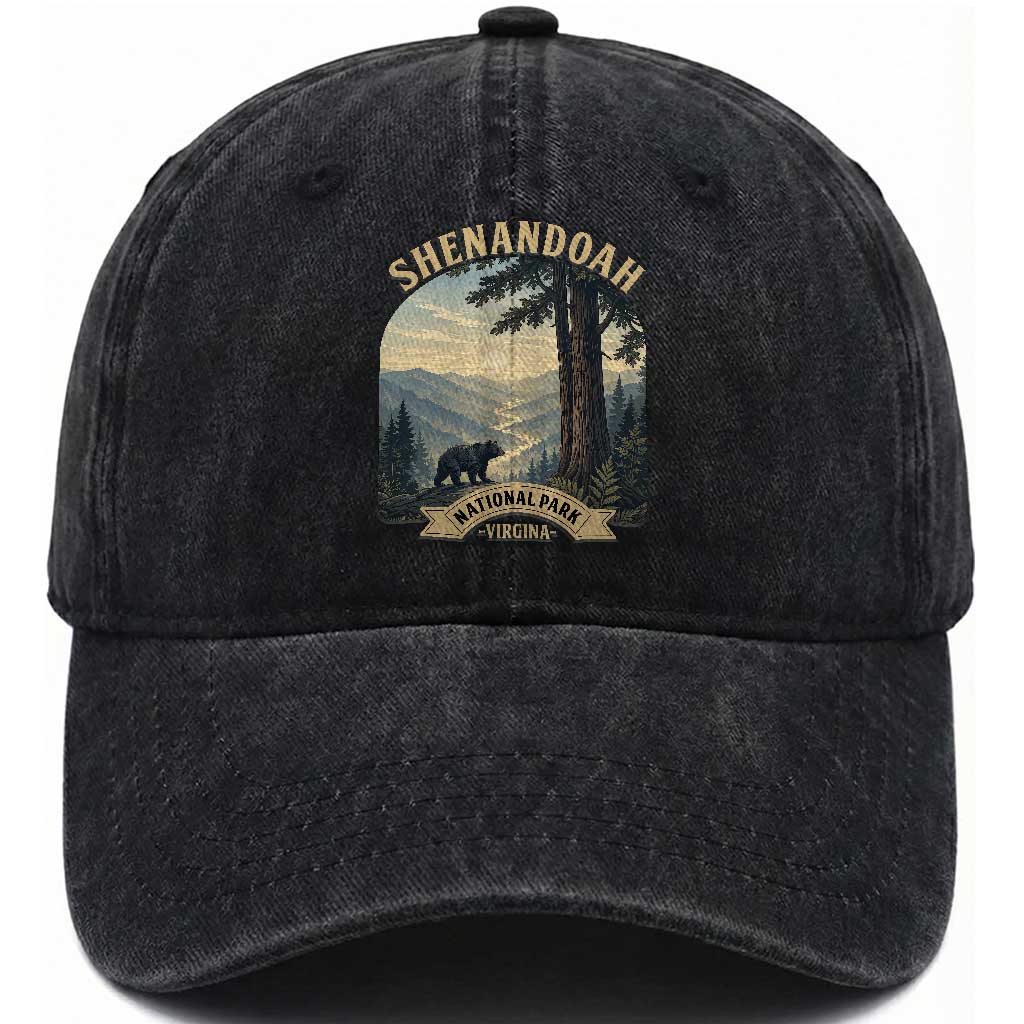 Shenandoah National Park Washed Cotton Baseball Cap Vintage Virginia Nature Mountain Bear TS14 Print Your Wear