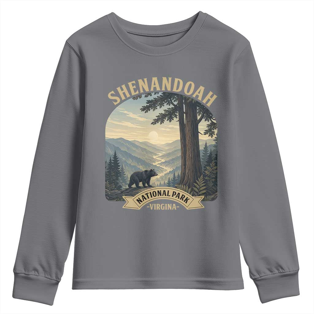 Shenandoah National Park Youth Sweatshirt Vintage Virginia Nature Mountain Bear TS14 Charcoal Print Your Wear