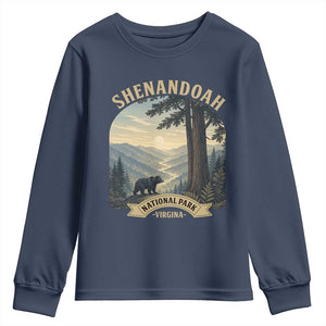 Shenandoah National Park Youth Sweatshirt Vintage Virginia Nature Mountain Bear TS14 Navy Print Your Wear