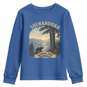 Shenandoah National Park Youth Sweatshirt Vintage Virginia Nature Mountain Bear TS14 Royal Blue Print Your Wear