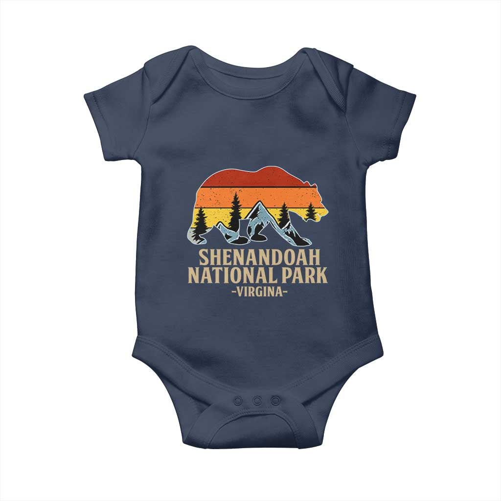 Shenandoah National Park Baby Onesie Vintage Virginia Mountains Bear TS14 Navy Print Your Wear