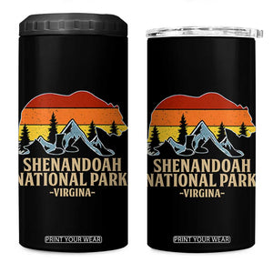 Shenandoah National Park 4 in 1 Can Cooler Tumbler Vintage Virginia Mountains Bear TS14 One Size: 16 oz Black Print Your Wear