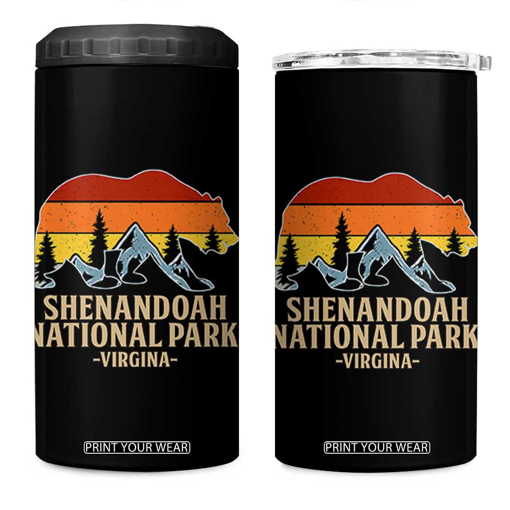 Shenandoah National Park 4 in 1 Can Cooler Tumbler Vintage Virginia Mountains Bear TS14 One Size: 16 oz Black Print Your Wear
