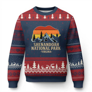Shenandoah National Park Ugly Christmas Sweater Vintage Virginia Mountains Bear TS14 Navy Red Print Your Wear