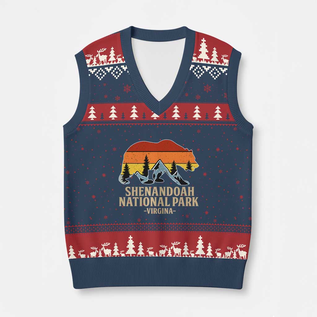 Shenandoah National Park V-Neck Knit Sweater Vest Vintage Virginia Mountains Bear TS14 Navy Red Print Your Wear