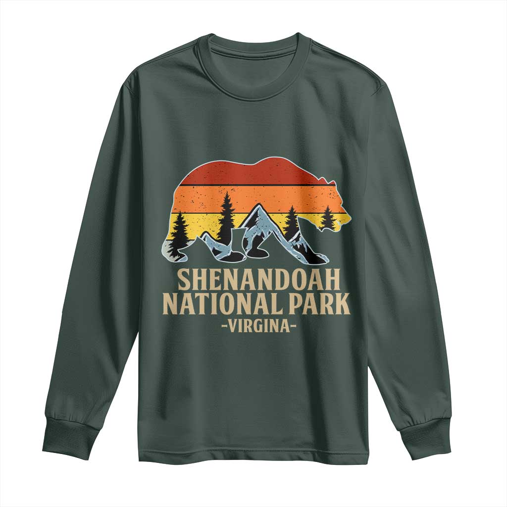 Shenandoah National Park Long Sleeve Shirt Vintage Virginia Mountains Bear TS14 Dark Forest Green Print Your Wear