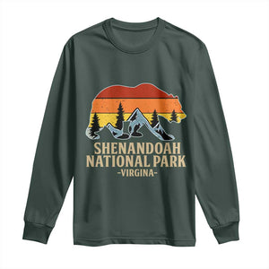 Shenandoah National Park Long Sleeve Shirt Vintage Virginia Mountains Bear TS14 Dark Forest Green Print Your Wear