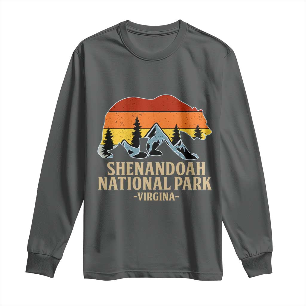 Shenandoah National Park Long Sleeve Shirt Vintage Virginia Mountains Bear TS14 Dark Heather Print Your Wear