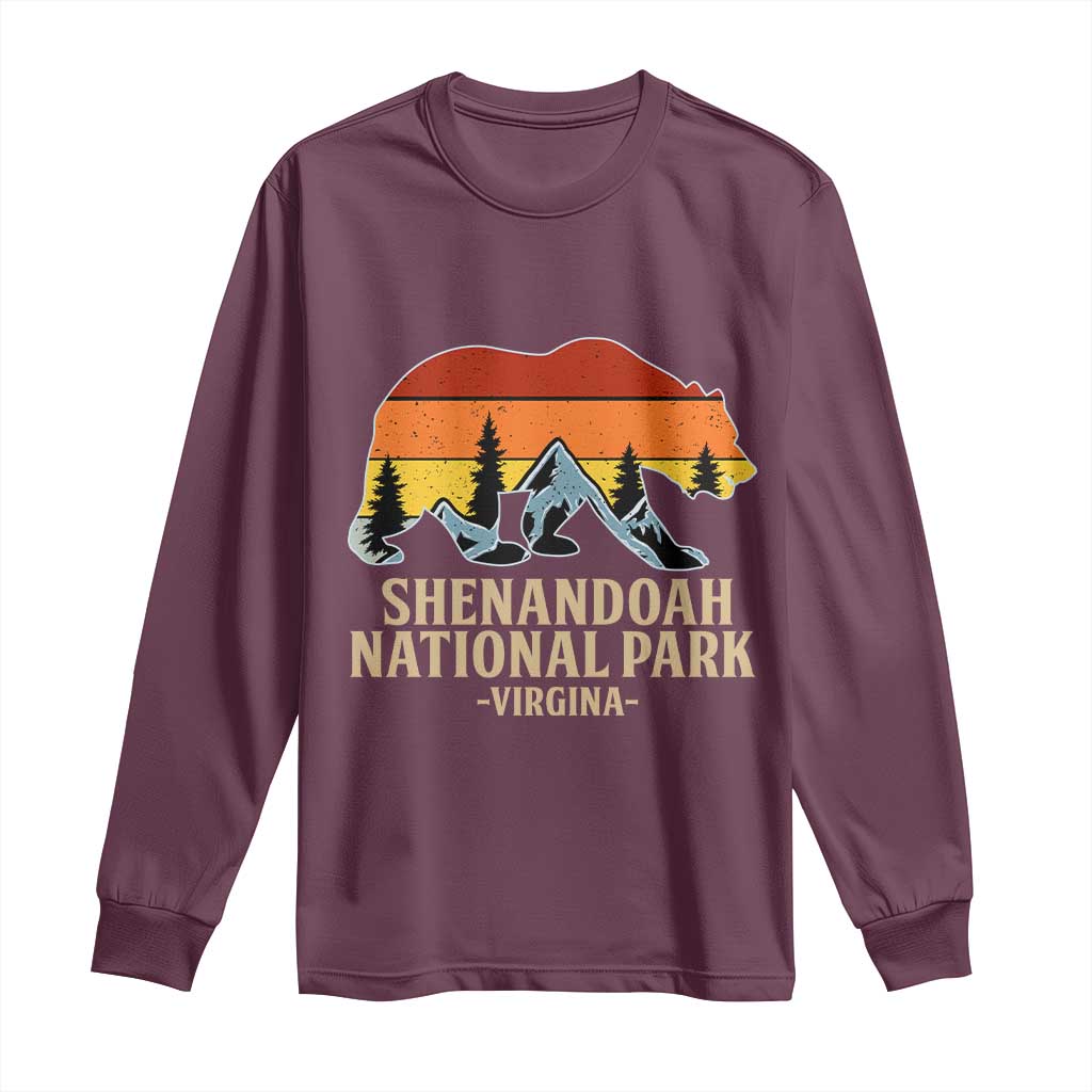 Shenandoah National Park Long Sleeve Shirt Vintage Virginia Mountains Bear TS14 Maroon Print Your Wear
