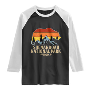 Shenandoah National Park Raglan Shirt Vintage Virginia Mountains Bear TS14 Black White Print Your Wear