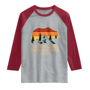 Shenandoah National Park Raglan Shirt Vintage Virginia Mountains Bear TS14 Heather Gray Heather Red Print Your Wear