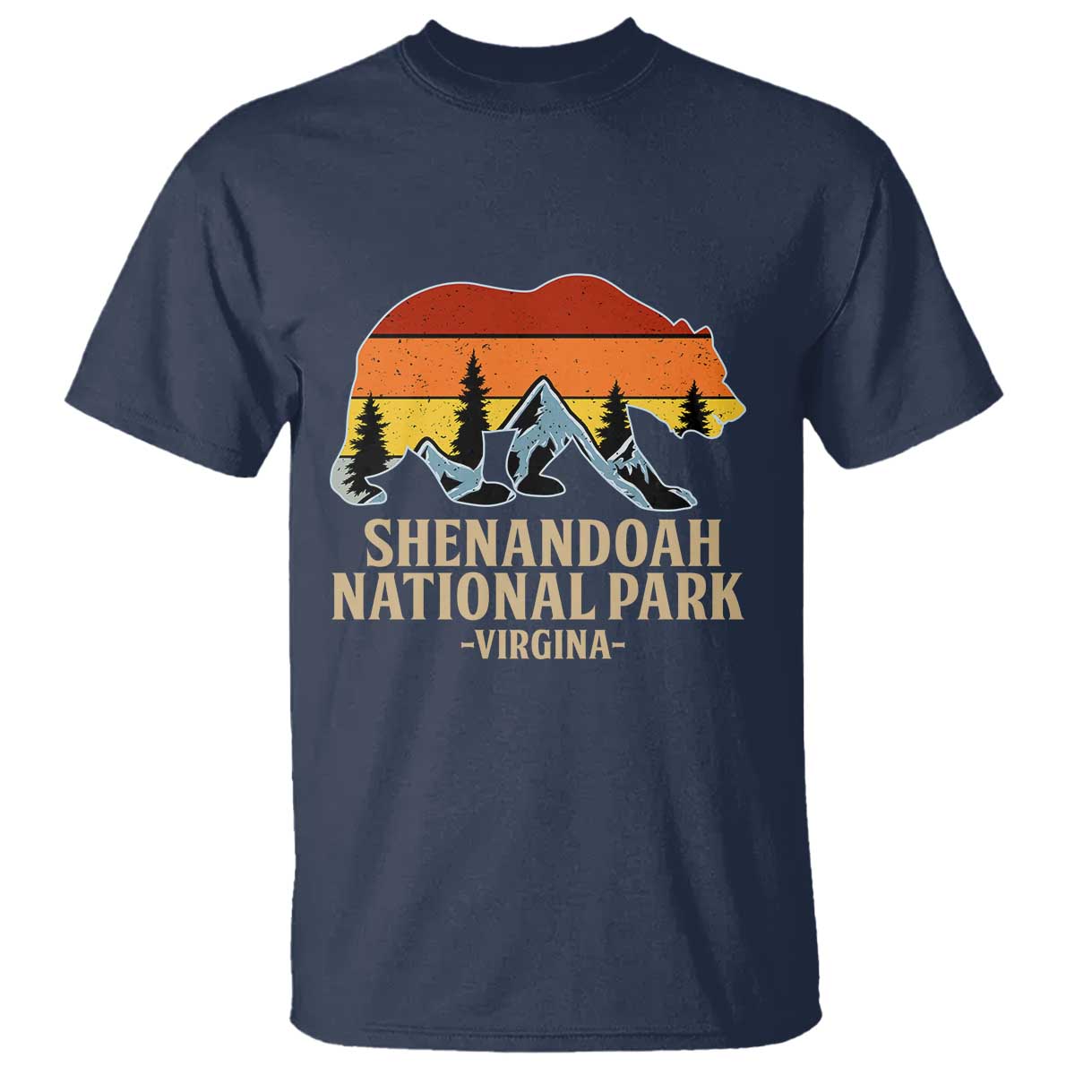 Shenandoah National Park T Shirt Vintage Virginia Mountains Bear TS14 Navy Print Your Wear