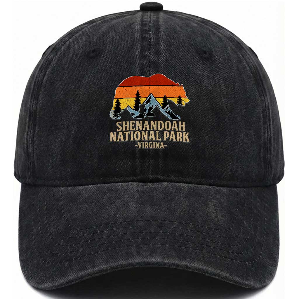 Shenandoah National Park Washed Cotton Baseball Cap Vintage Virginia Mountains Bear TS14 Print Your Wear