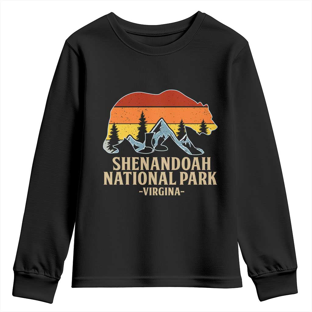 Shenandoah National Park Youth Sweatshirt Vintage Virginia Mountains Bear TS14 Black Print Your Wear