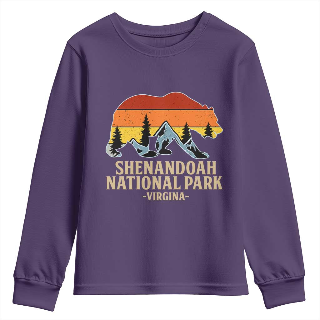 Shenandoah National Park Youth Sweatshirt Vintage Virginia Mountains Bear TS14 Purple Print Your Wear
