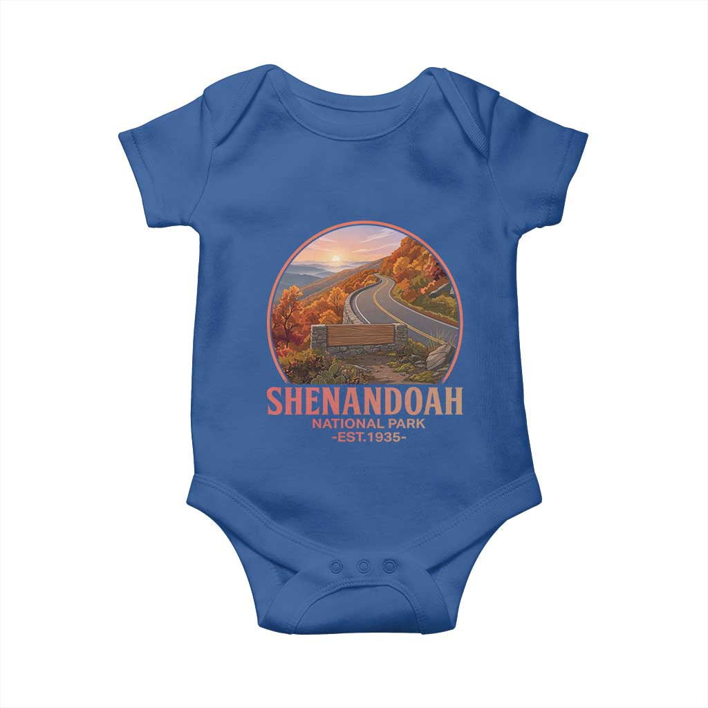Shenandoah National Park Baby Onesie Vintage Virginia Mountain Landscape TS14 Royal Blue Print Your Wear